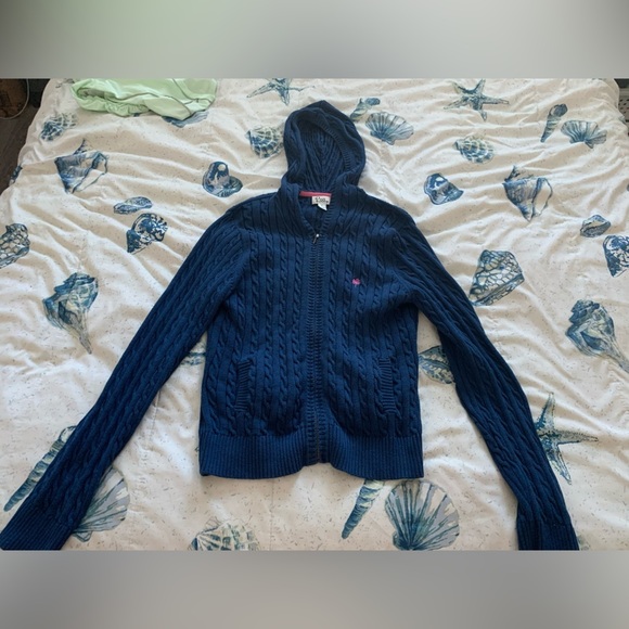 Lilly Pulitzer Tops - Lilly Pulitzer Blue Full Zip Hoodie size Medium